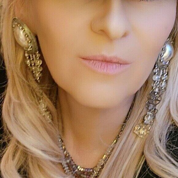 Vintage 70’s Outstanding Rare Silver Tone Pearl Tassel Clip-On Earrings - Unique - Picture 13 of 14